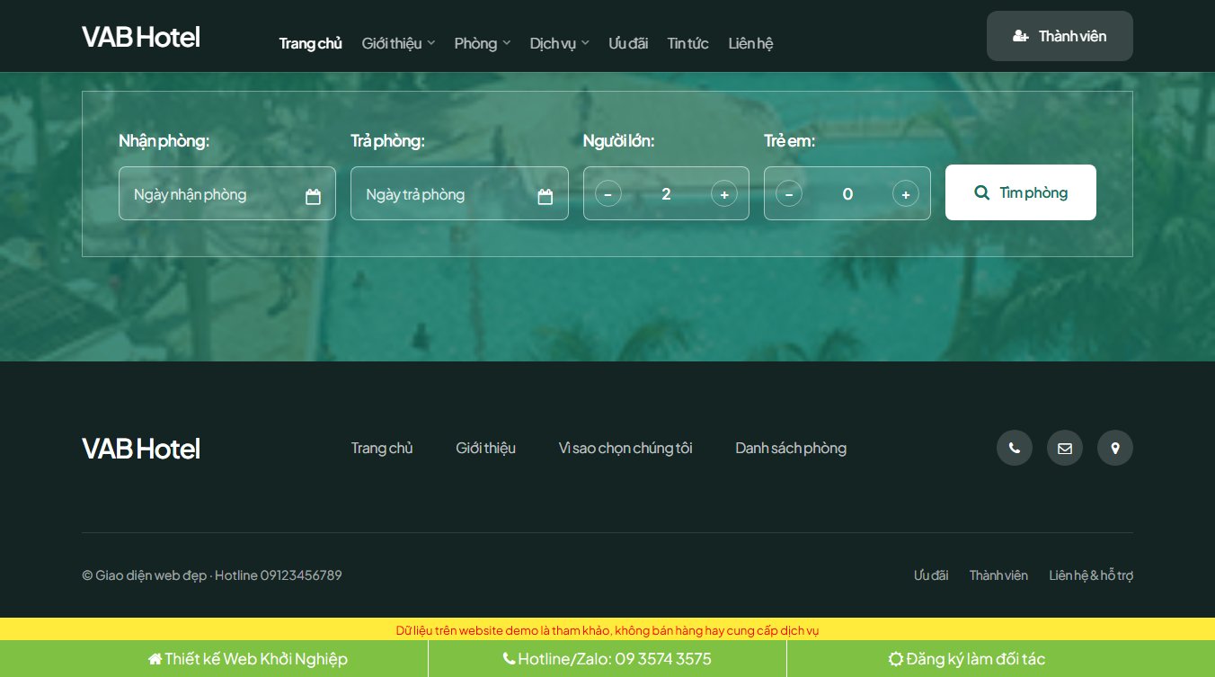 Theme WordPress giới thiệu khách sạn 09 - Giao diện cuối trang