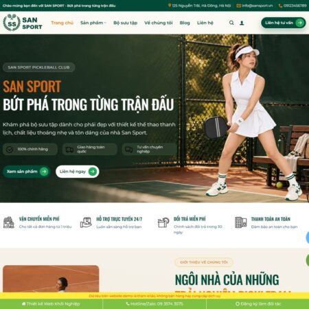 Theme wordpress bán vợt, phụ kiện pickleball, cầu lông
