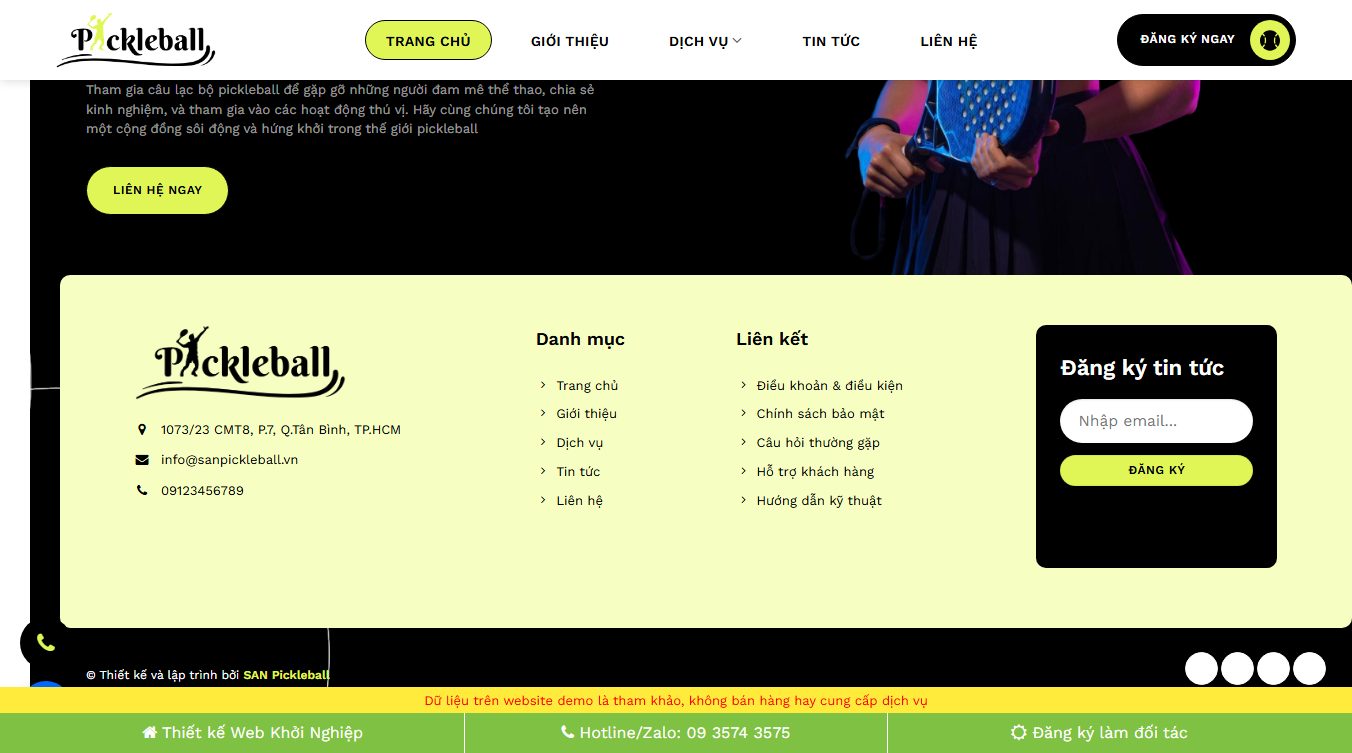 Theme WordPress sân pickleball cầu lông tối ưu chuyển đổi