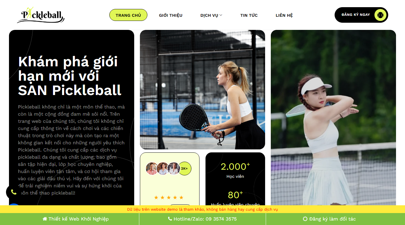 Theme WordPress giới thiệu sân pickleball cầu lông chuyên nghiệp