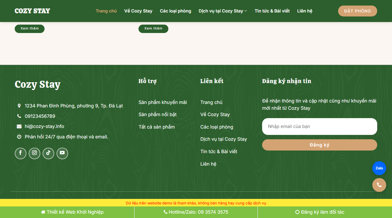 Theme WordPress Homestay 03 - Giao diện quản lý phòng