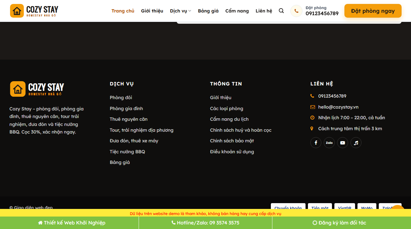 Giao diện quản lý Theme WordPress Homestay 04