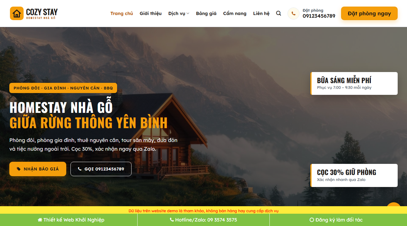Theme WordPress Homestay 04 giao diện chuyên nghiệp cho homestay