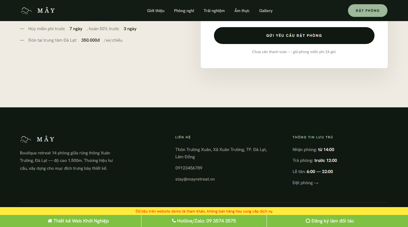 Theme WordPress Homestay Khách Sạn 02 - Tính năng đặt phòng