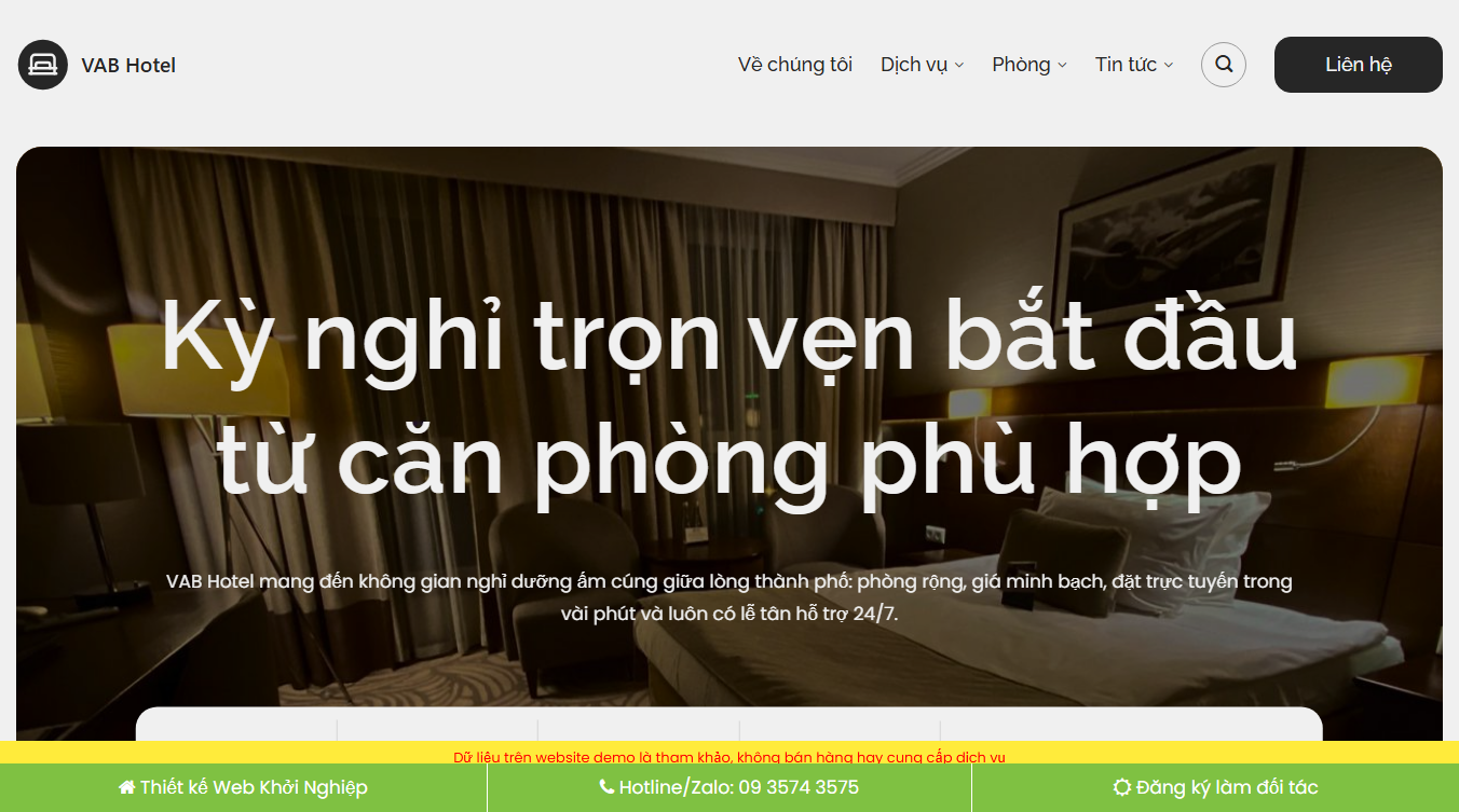Theme WordPress khách sạn 07 giao diện trang chủ