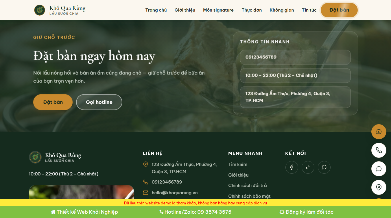 Theme WordPress nhà hàng quán lẩu - Tính năng quản lý đơn hàng