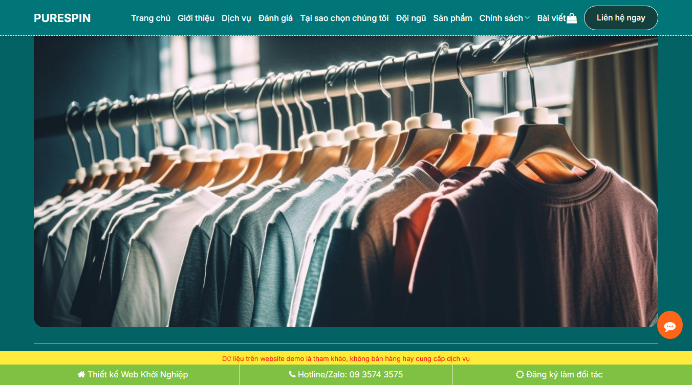 Theme wordpress tiệm giặt ủi 01 - Giao diện footer đầy đủ thông tin liên hệ