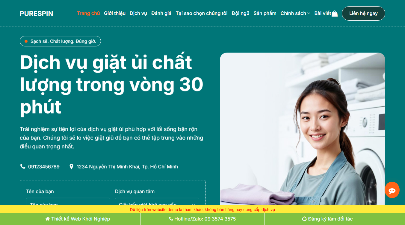 Theme wordpress tiệm giặt ủi 01 - Giao diện web tiệm giặt ủi chuyên nghiệp