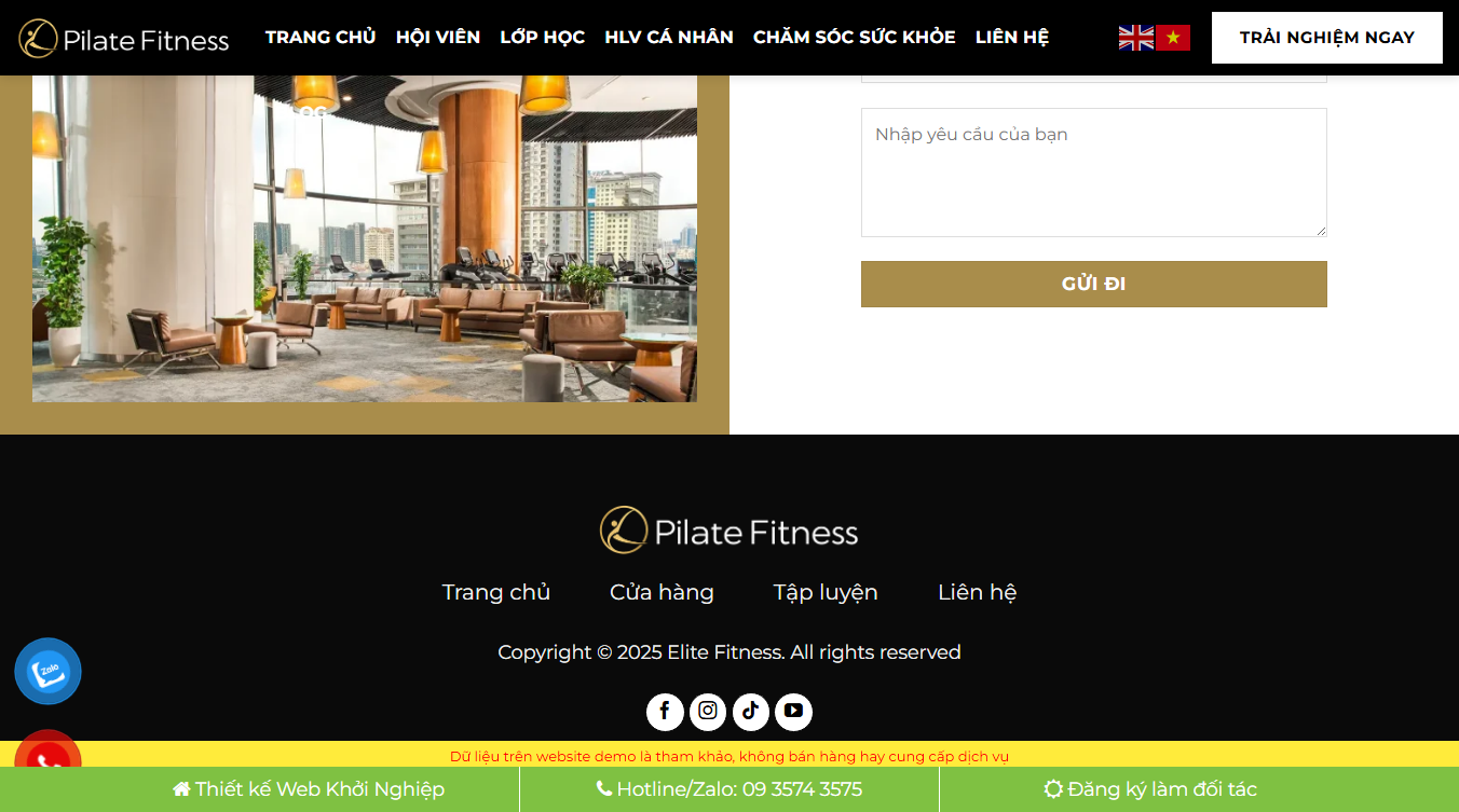 Theme WordPress Yoga Pilates - Đầy đủ tính năng quản lý