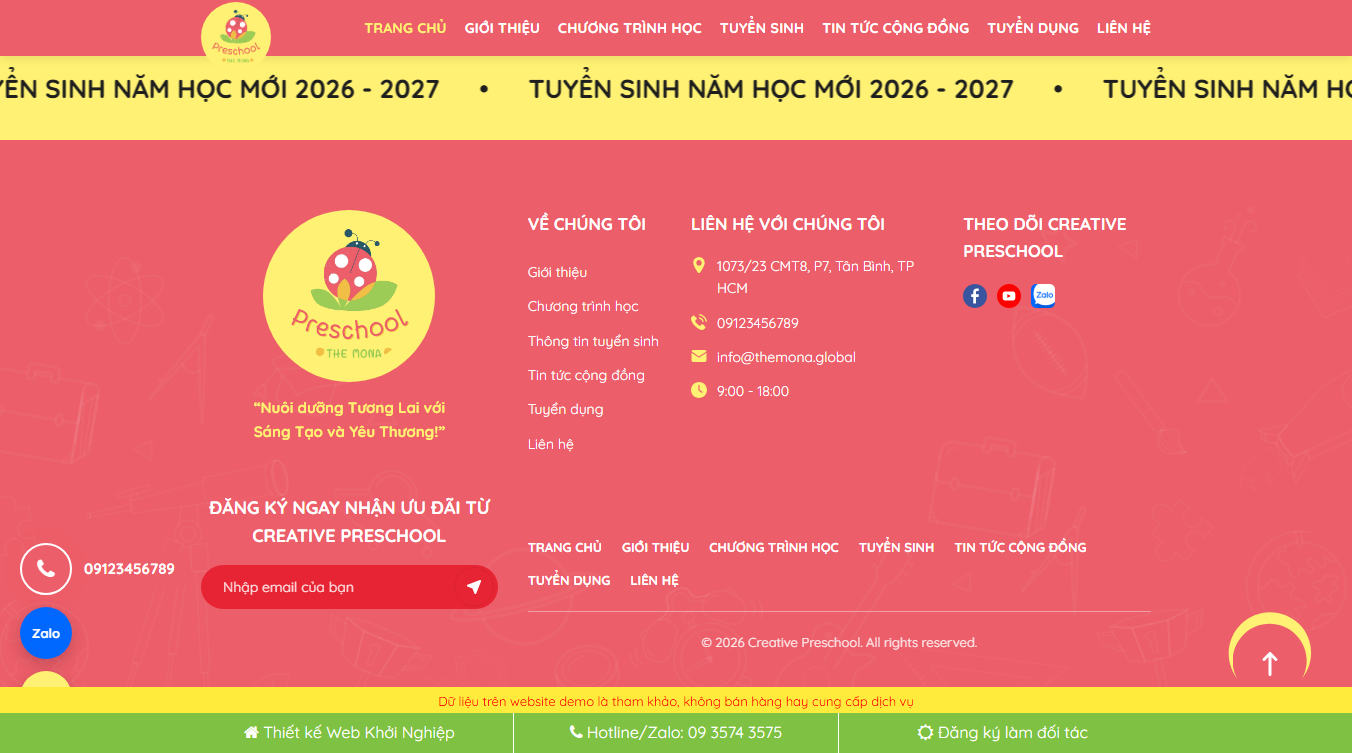 Theme wordpress trường mầm non anh ngữ 03 - Chi tiết nội dung