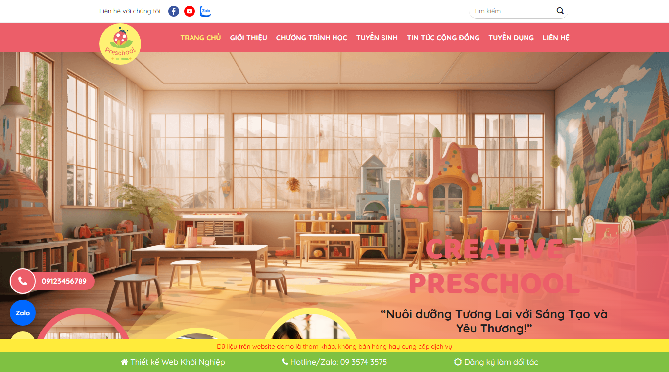 Theme wordpress trường mầm non anh ngữ 03 - Trang chủ